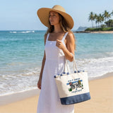 Borsa Mare in Cotone Resistente 280 g/m² 50×34×17,5 cm – Manici Lunghi Rinforzati 50 cm – Design Ricamato ora è tempo di respirare