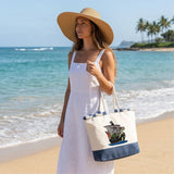 Bolso de Playa de Algodón Resistente 280 g/m² – Asas Largas Reforzadas de 50 cm – Diseño Bordado Barco Pirata