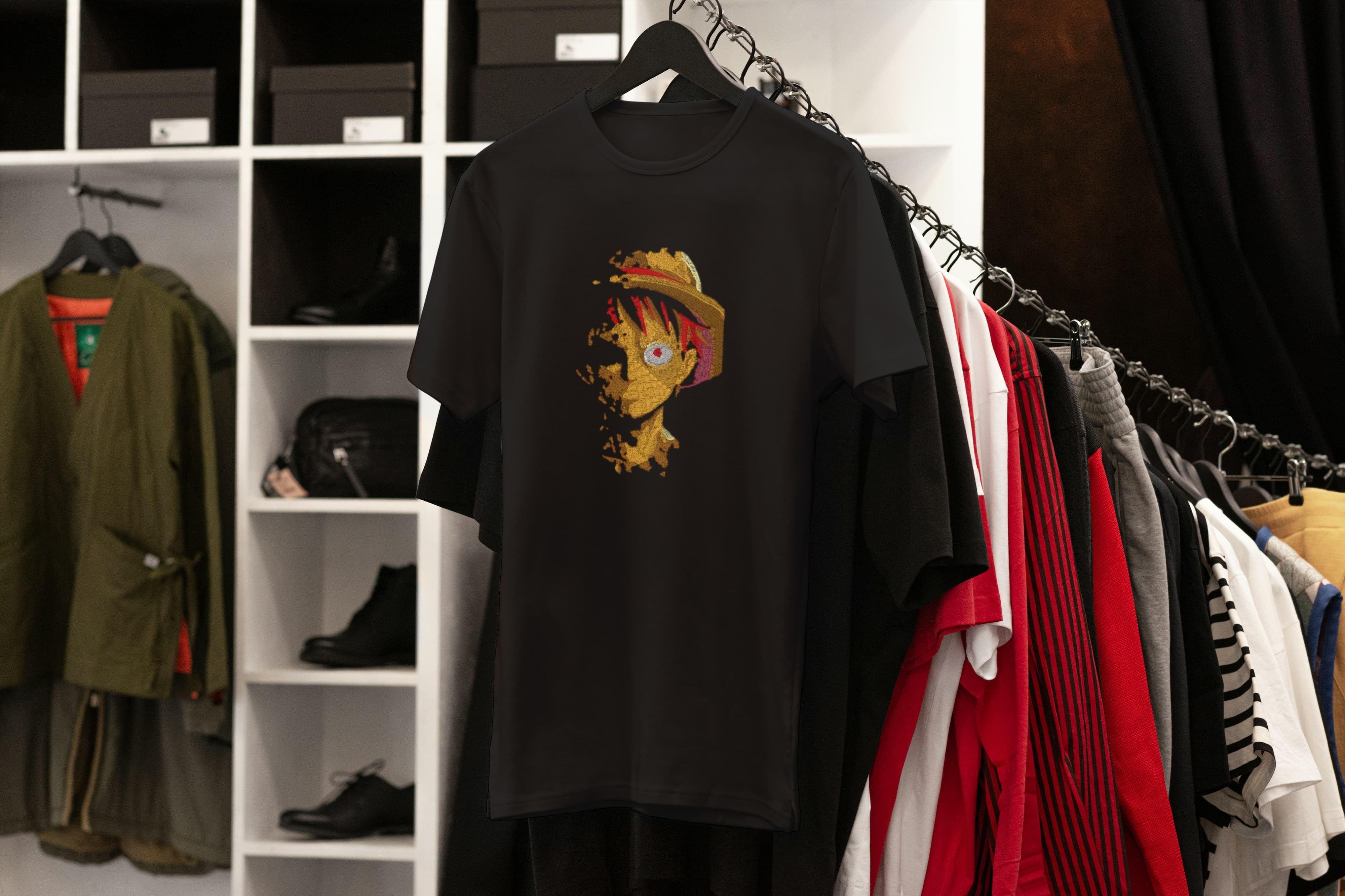 T-Shirt Unisex Ricamata 100% Cotone – Confortevole – Design Pirata Luffy