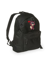 Zaino Bambino in Poliestere 600D 28x38x12 cm – Schienale Imbottito e Spallacci Regolabili - Design Ricamato Orsetto con Cuore