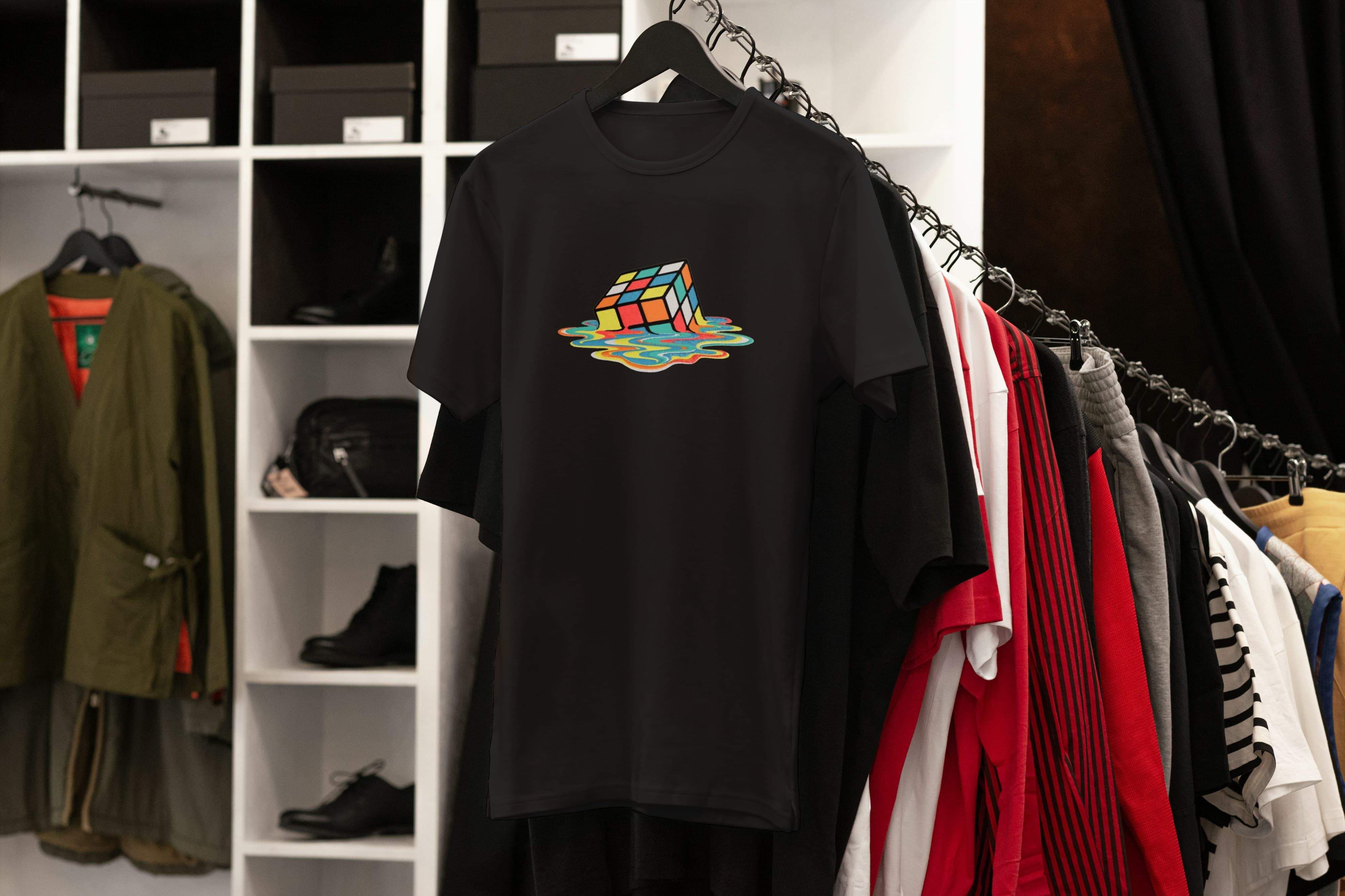 T-Shirt Unisex Ricamata 100% Cotone – Confortevole – Design Cubo di rubik che si scioglie