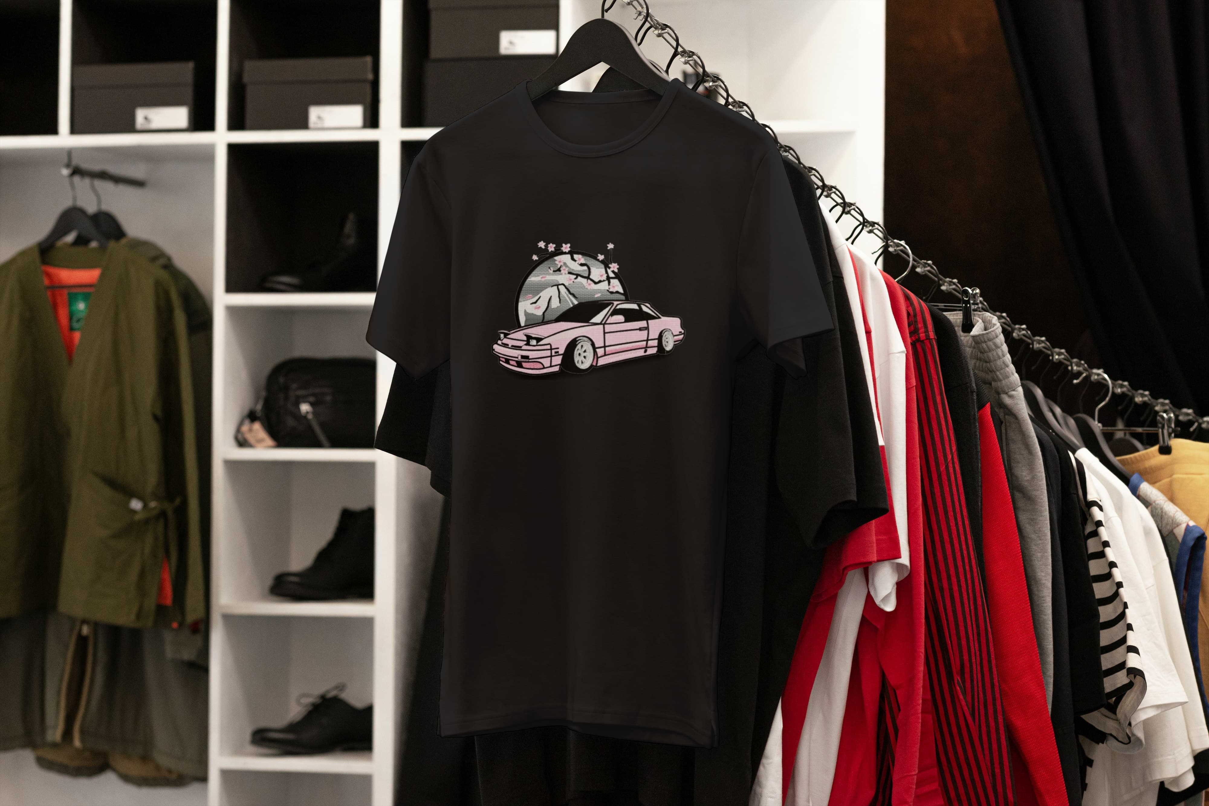 T-Shirt Unisex Ricamata 100% Cotone – Confortevole – Design Nissan 180SX