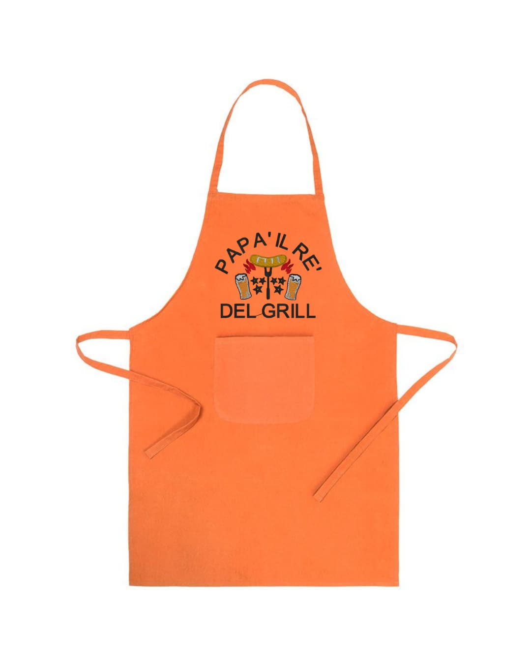Grembiule in Cotone Riciclato o Poliestere e Cotone – Sostenibile e Pratico – Cucina e Lavoro – Design Ricamato Con scritta Papà il re del grill