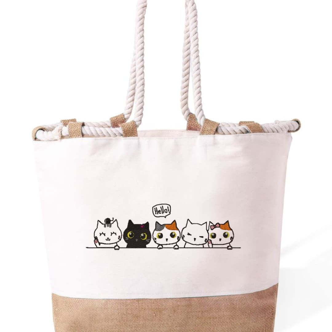 m² – Manici Lunghi Rinforzati 50 cm – Design Ricamato Gatti che salutano-Biiply