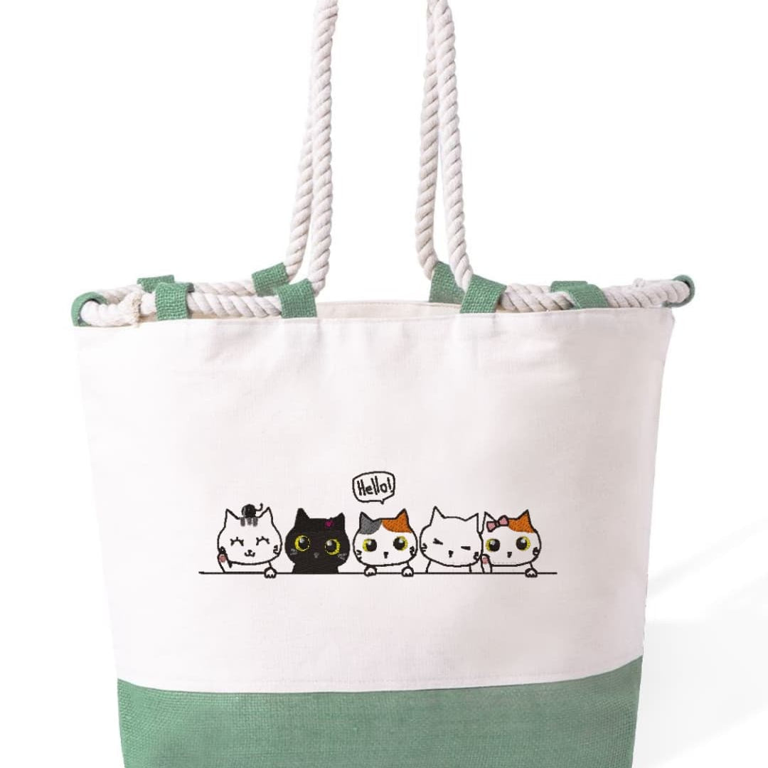 m² – Manici Lunghi Rinforzati 50 cm – Design Ricamato Gatti che salutano-Biiply