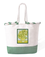 Borsa Mare in Cotone Resistente 280 g/m² – Manici Lunghi Rinforzati 50 cm – Design Ricamato Girasoli