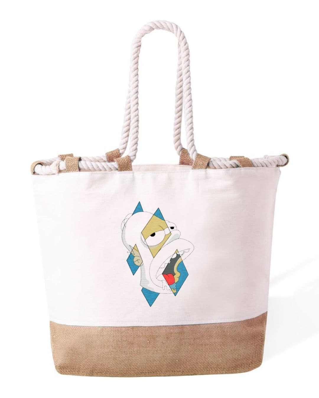 Ricamo Personalizzato - Borsa Mare in Cotone Resistente 280 g/m² – Manici Lunghi Rinforzati 50 cm – Design Ricamato Homer Geometry-Biiply