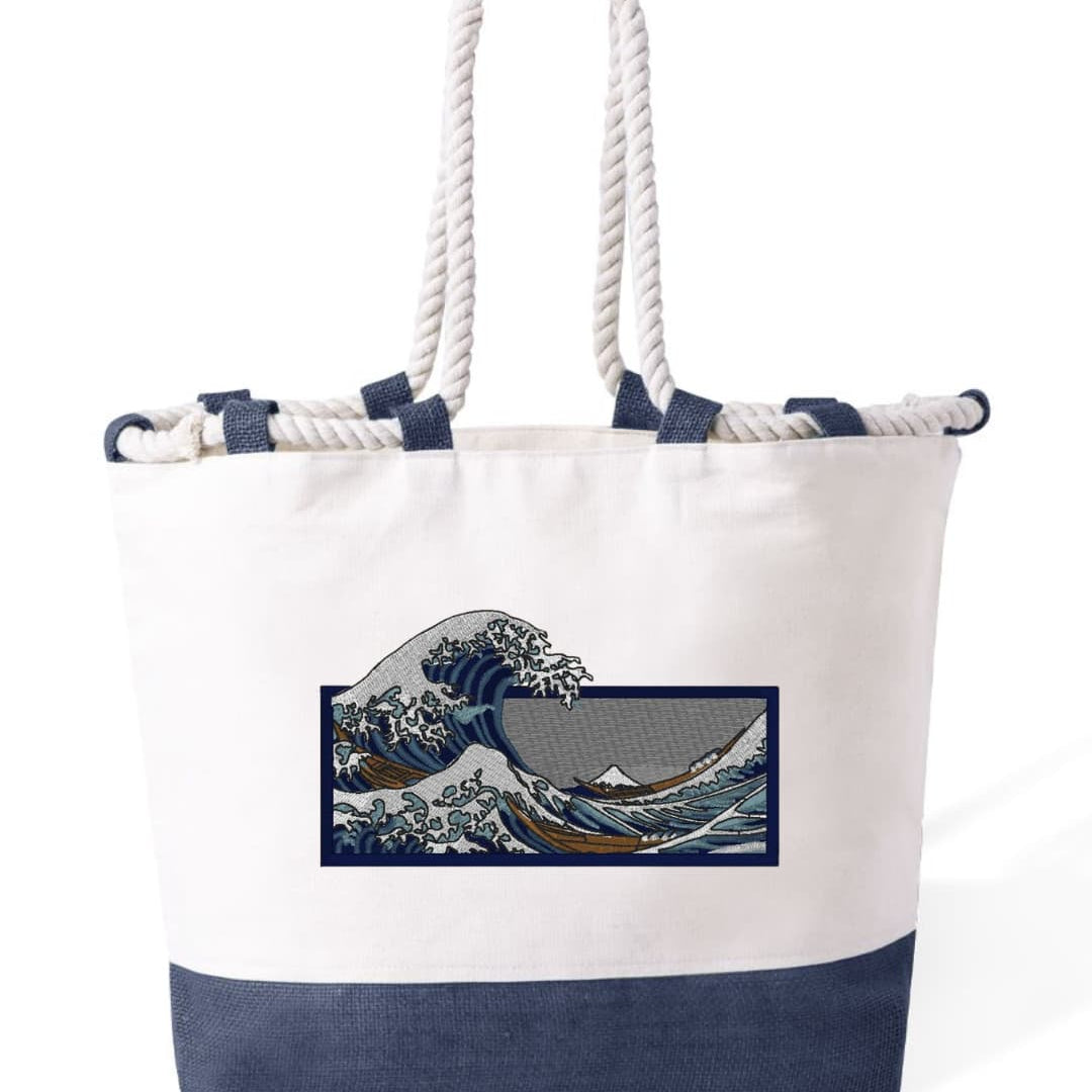 m² – Manici Lunghi Rinforzati 50 cm – Design Ricamato La grande onda di Kanagawa-Biiply