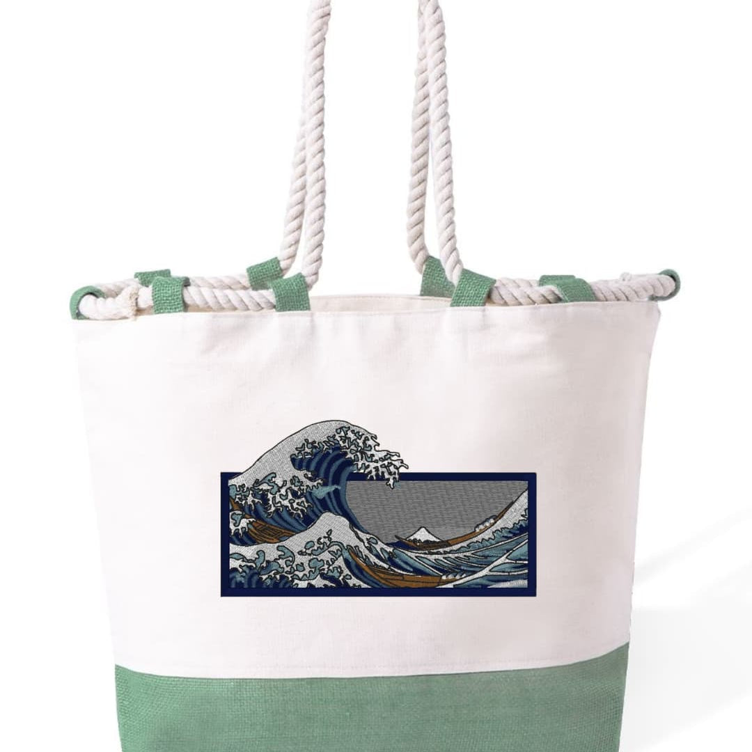 m² – Manici Lunghi Rinforzati 50 cm – Design Ricamato La grande onda di Kanagawa-Biiply