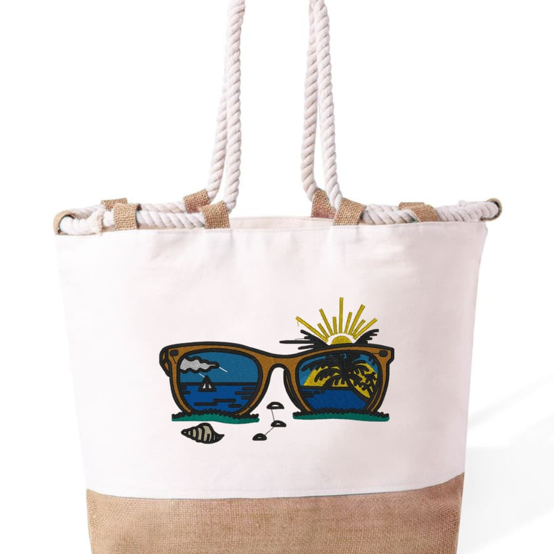 m² – Manici Lunghi Rinforzati 50 cm – Design Ricamato Occhiali e Spiaggia-Biiply