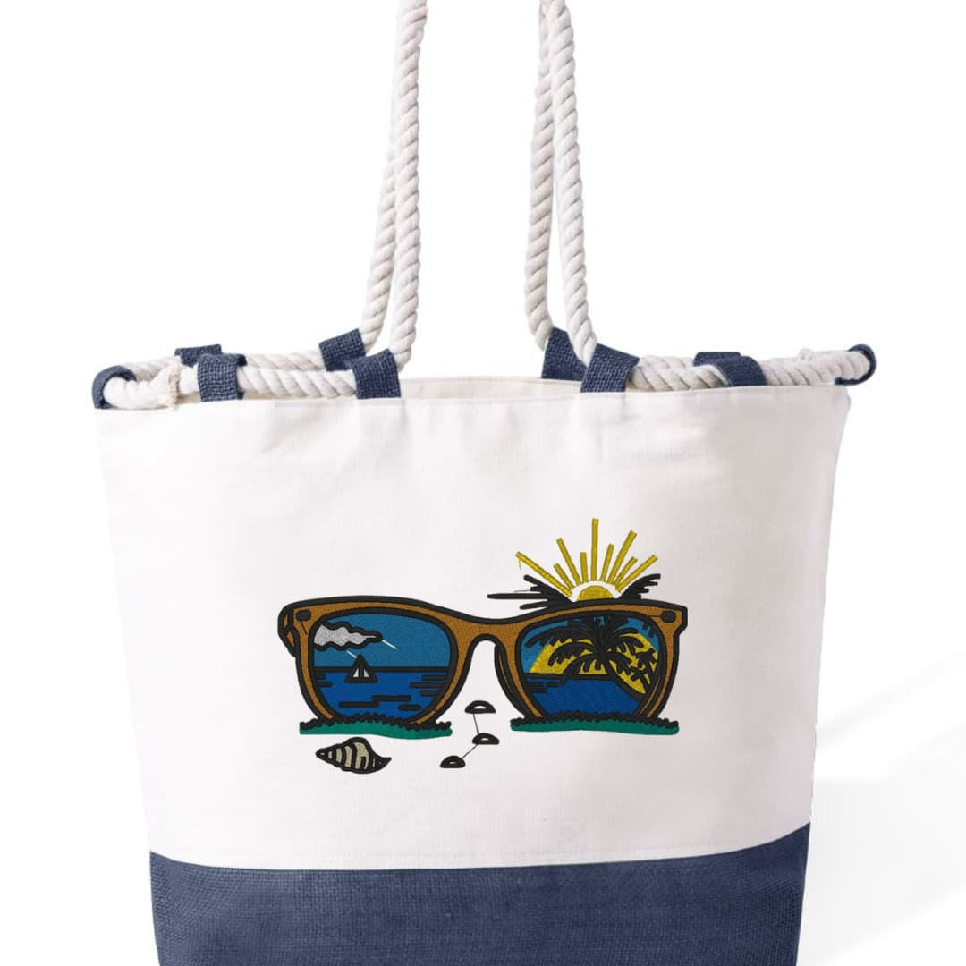 m² – Manici Lunghi Rinforzati 50 cm – Design Ricamato Occhiali e Spiaggia-Biiply