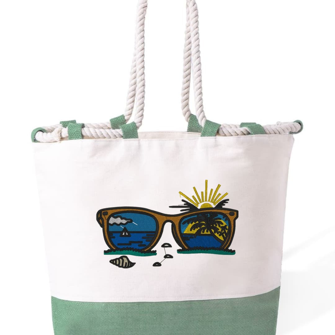 m² – Manici Lunghi Rinforzati 50 cm – Design Ricamato Occhiali e Spiaggia-Biiply