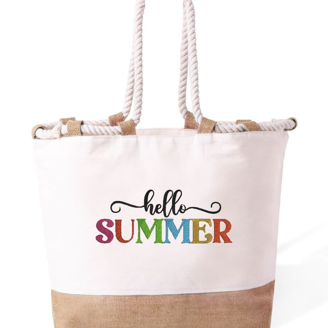 m² – Manici Lunghi Rinforzati 50 cm – Design Ricamato con Scritta Hello summer multicolore-Biiply