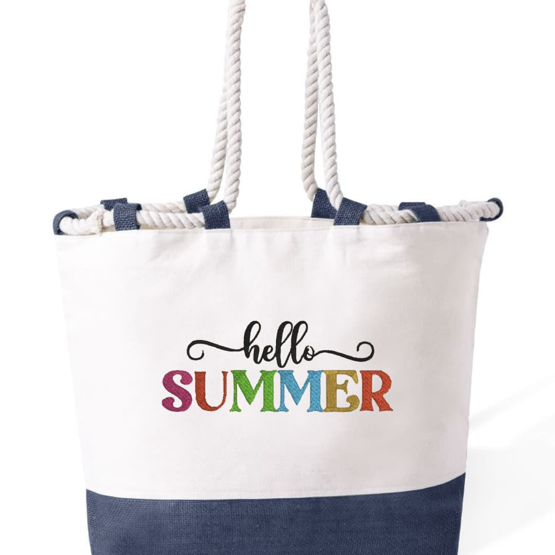 m² – Manici Lunghi Rinforzati 50 cm – Design Ricamato con Scritta Hello summer multicolore-Biiply