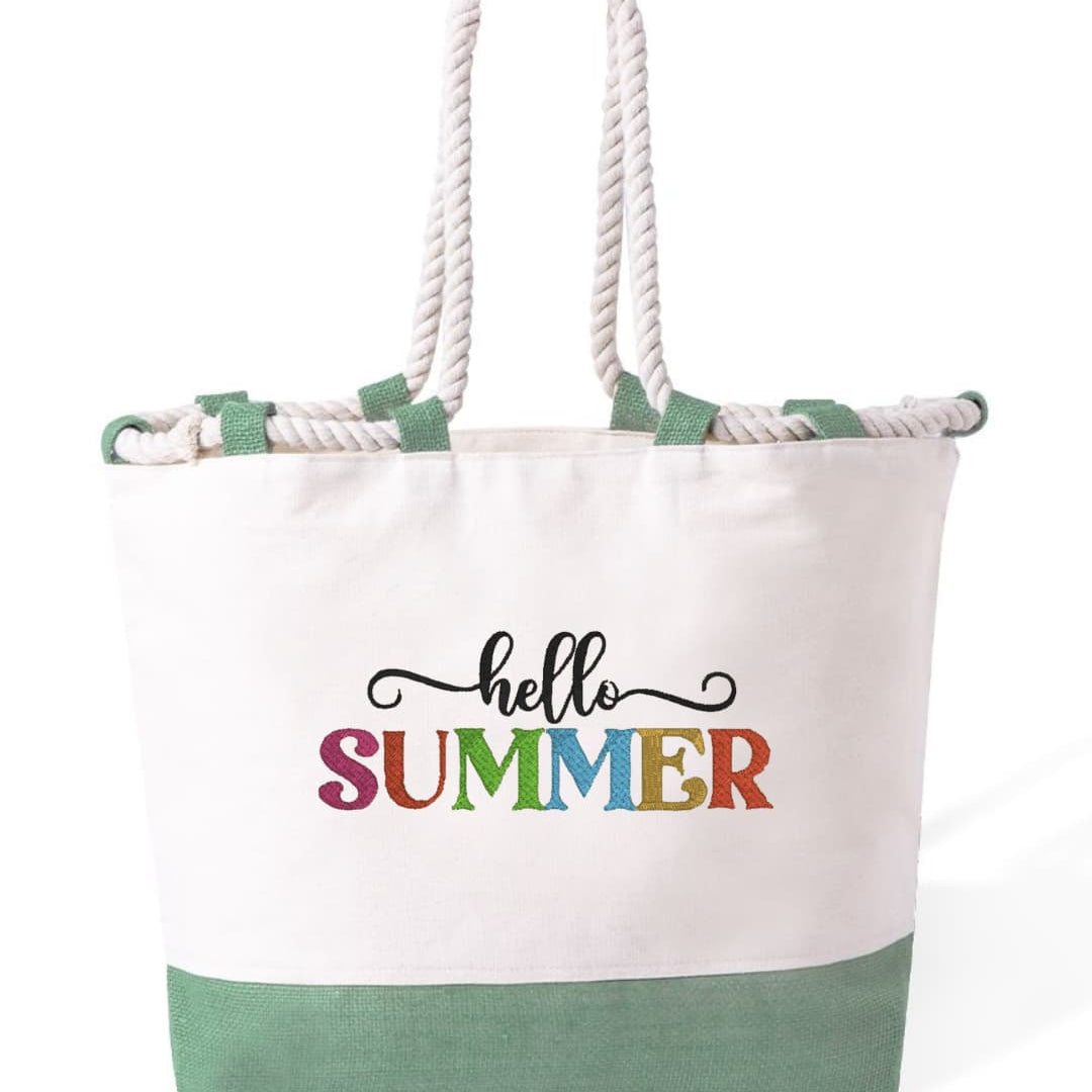 m² – Manici Lunghi Rinforzati 50 cm – Design Ricamato con Scritta Hello summer multicolore-Biiply