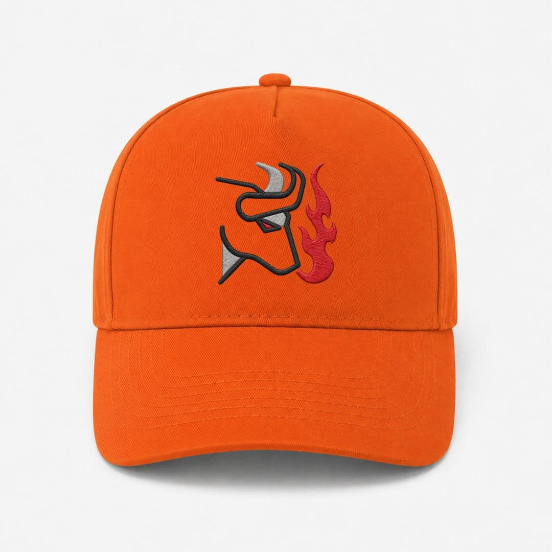 Ricamo Personalizzato - Cappellino Ricamato Unisex Da Baseball Regolabile – Design Bull + Fiamme-Biiply