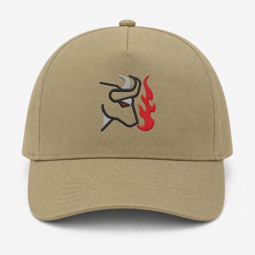 Ricamo Personalizzato - Cappellino Ricamato Unisex Da Baseball Regolabile – Design Bull + Fiamme-Biiply