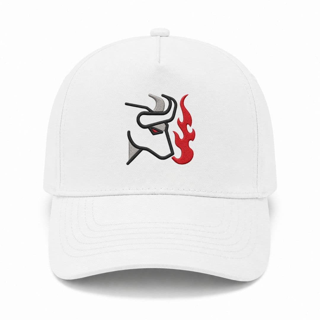 Ricamo Personalizzato - Cappellino Ricamato Unisex Da Baseball Regolabile – Design Bull + Fiamme-Biiply