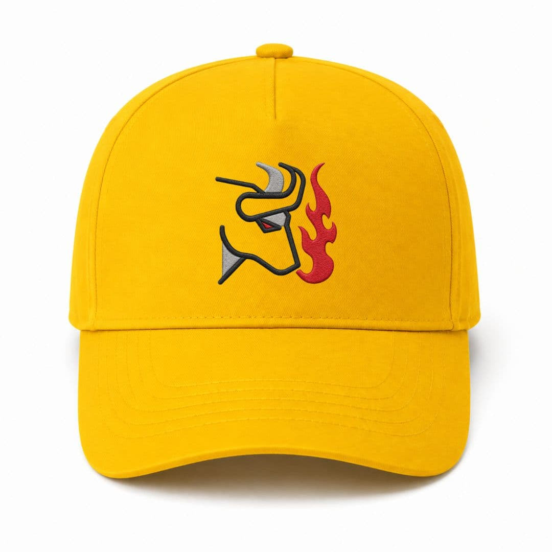 Ricamo Personalizzato - Cappellino Ricamato Unisex Da Baseball Regolabile – Design Bull + Fiamme-Biiply