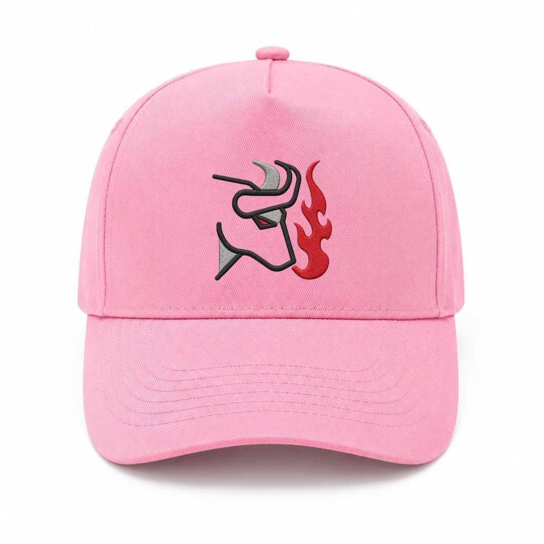 Ricamo Personalizzato - Cappellino Ricamato Unisex Da Baseball Regolabile – Design Bull + Fiamme-Biiply