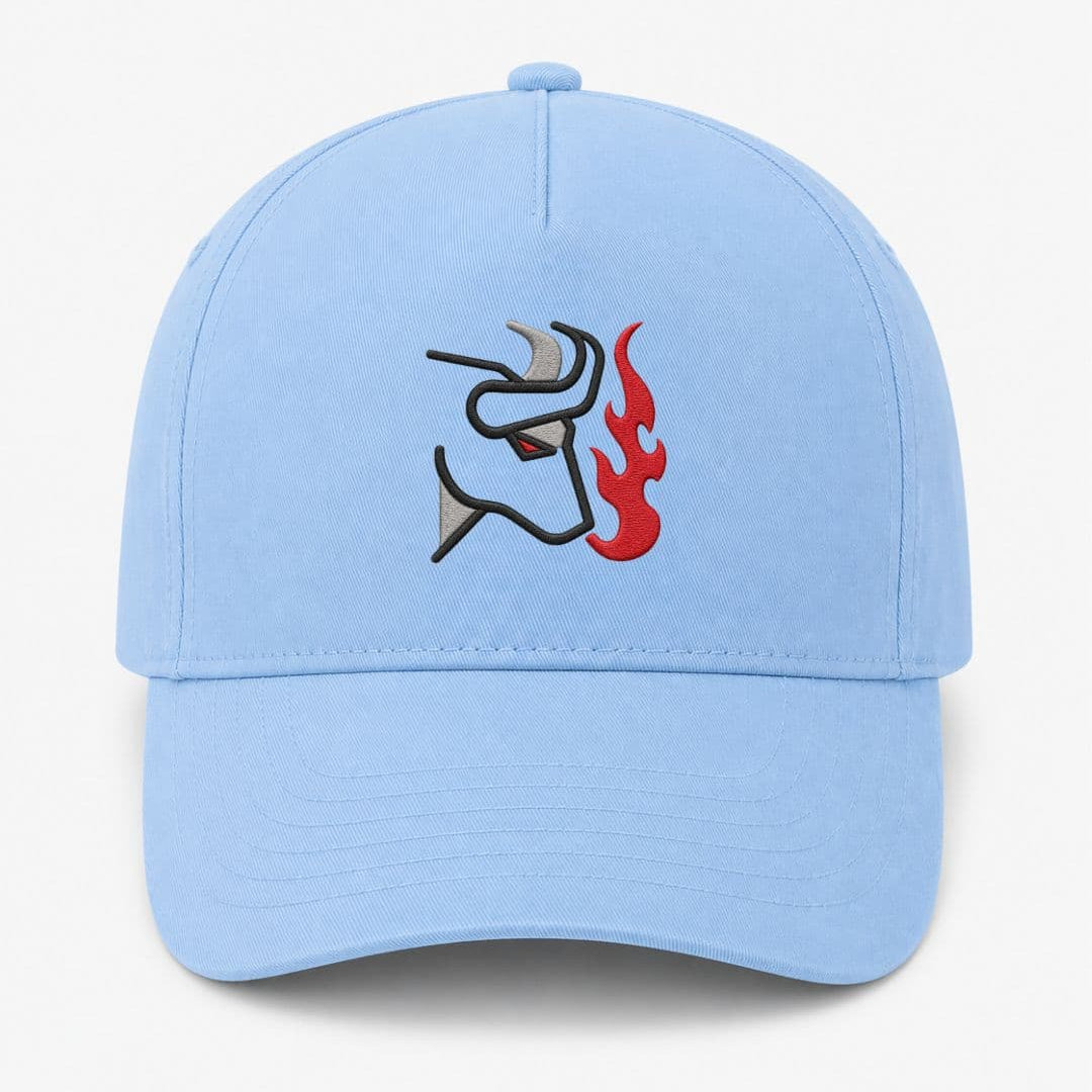 Ricamo Personalizzato - Cappellino Ricamato Unisex Da Baseball Regolabile – Design Bull + Fiamme-Biiply
