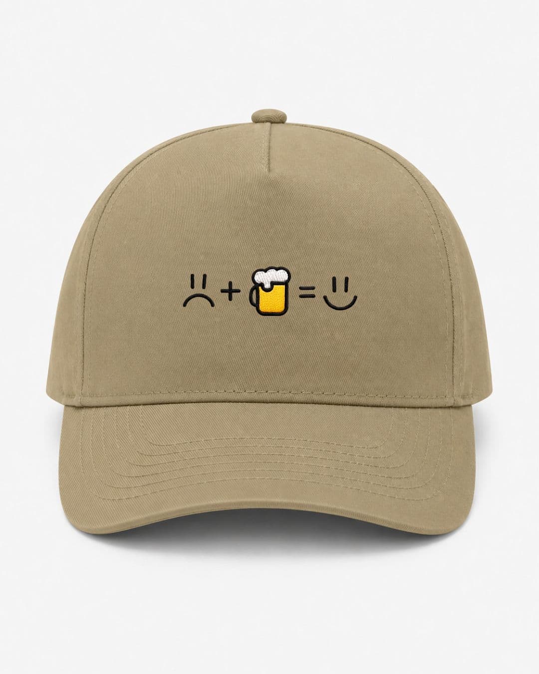 Ricamo Personalizzato - Cappellino Ricamato Unisex Da Baseball Regolabile – Design Faccia triste + Birra uguale faccia Felice-Biiply