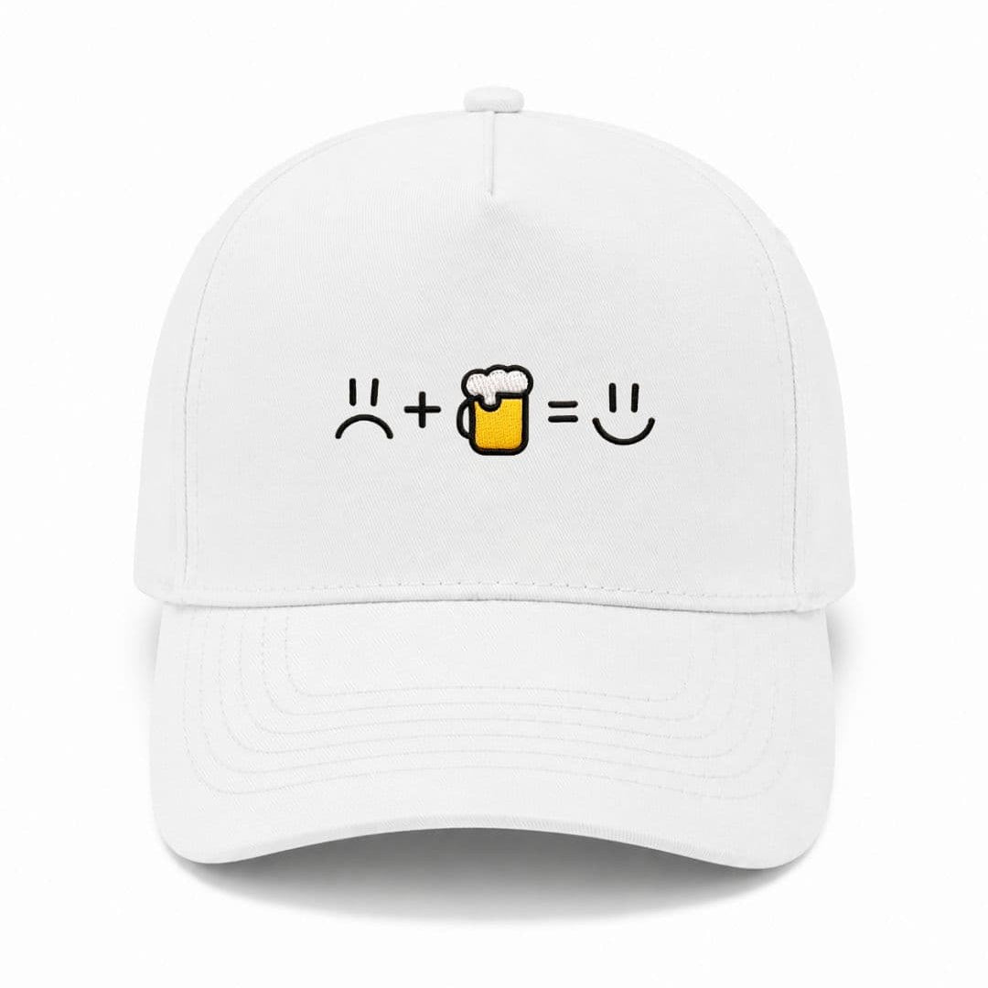 Ricamo Personalizzato - Cappellino Ricamato Unisex Da Baseball Regolabile – Design Faccia triste + Birra uguale faccia Felice-Biiply