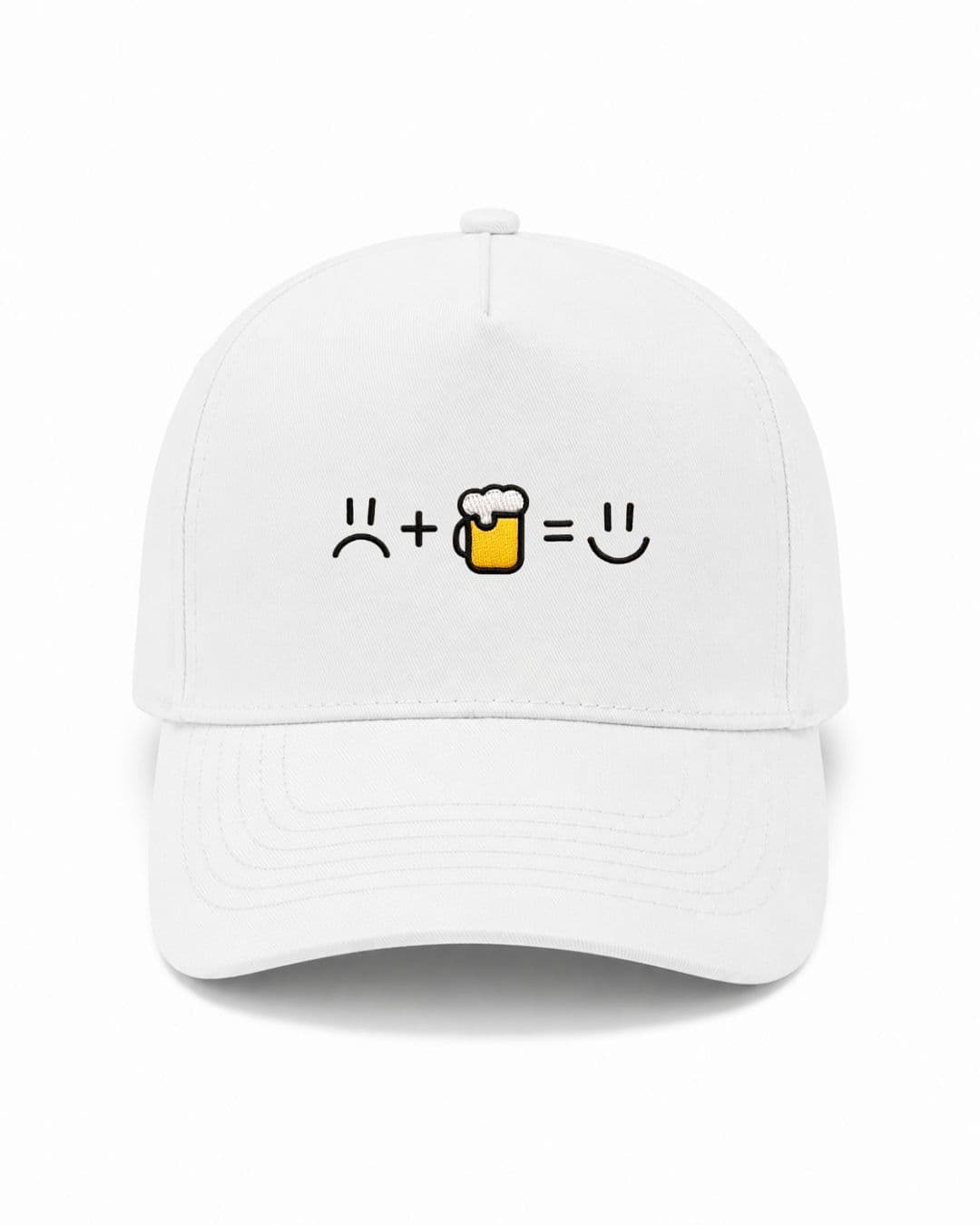 Ricamo Personalizzato - Cappellino Ricamato Unisex Da Baseball Regolabile – Design Faccia triste + Birra uguale faccia Felice-Biiply