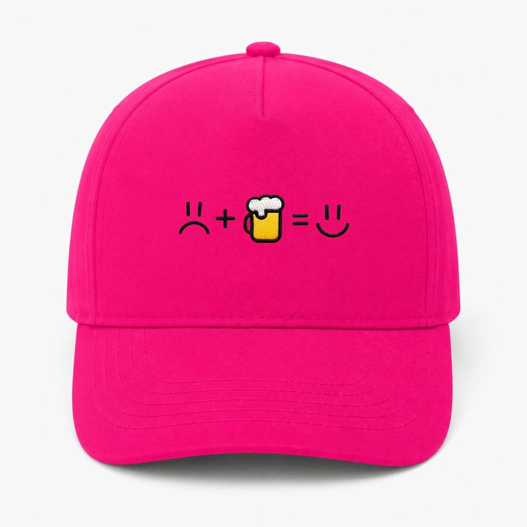 Ricamo Personalizzato - Cappellino Ricamato Unisex Da Baseball Regolabile – Design Faccia triste + Birra uguale faccia Felice-Biiply