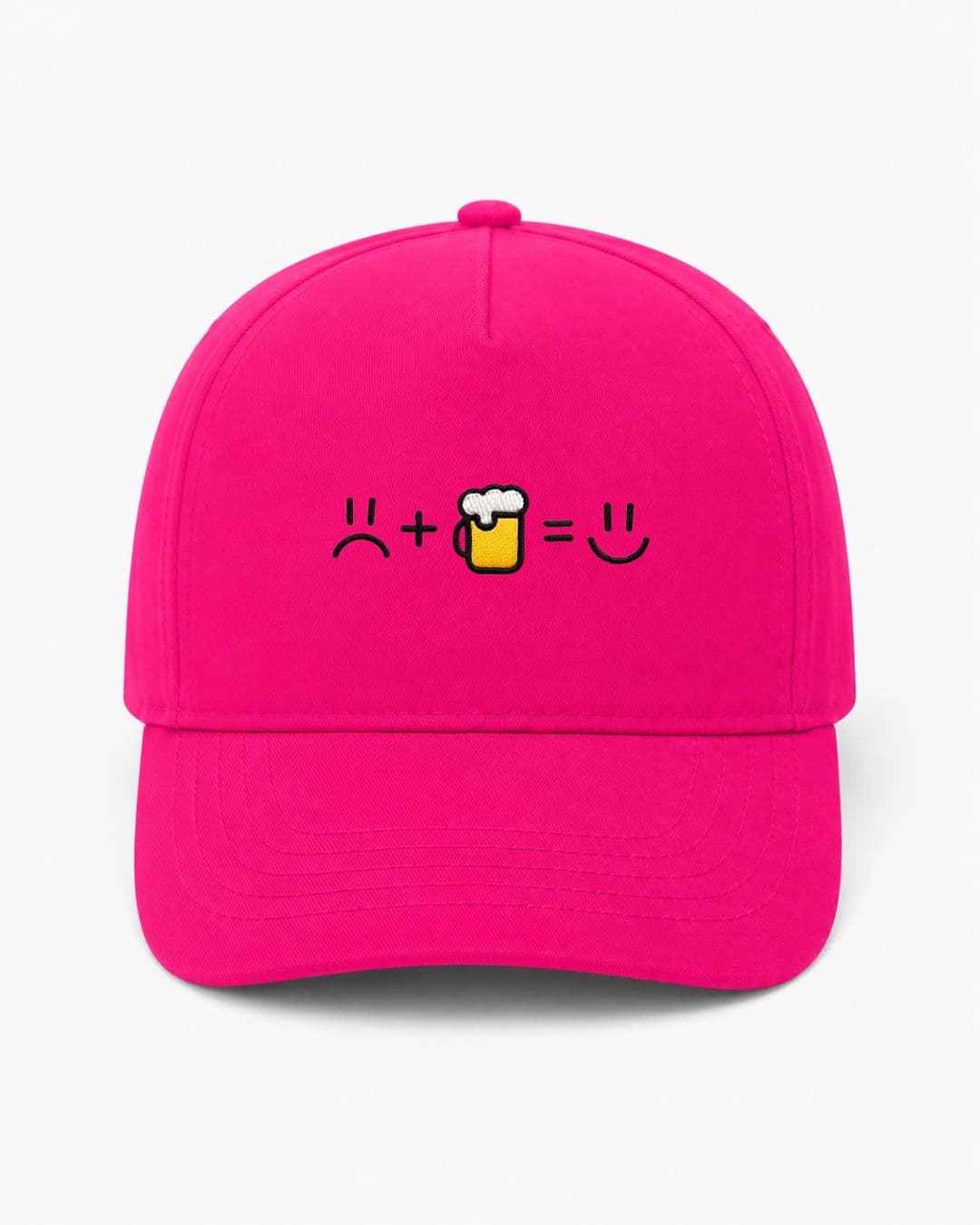 Ricamo Personalizzato - Cappellino Ricamato Unisex Da Baseball Regolabile – Design Faccia triste + Birra uguale faccia Felice-Biiply