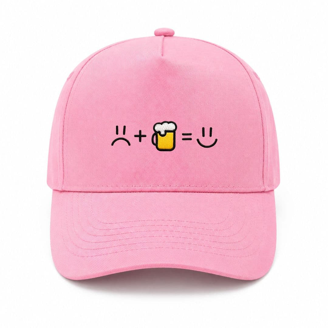 Ricamo Personalizzato - Cappellino Ricamato Unisex Da Baseball Regolabile – Design Faccia triste + Birra uguale faccia Felice-Biiply