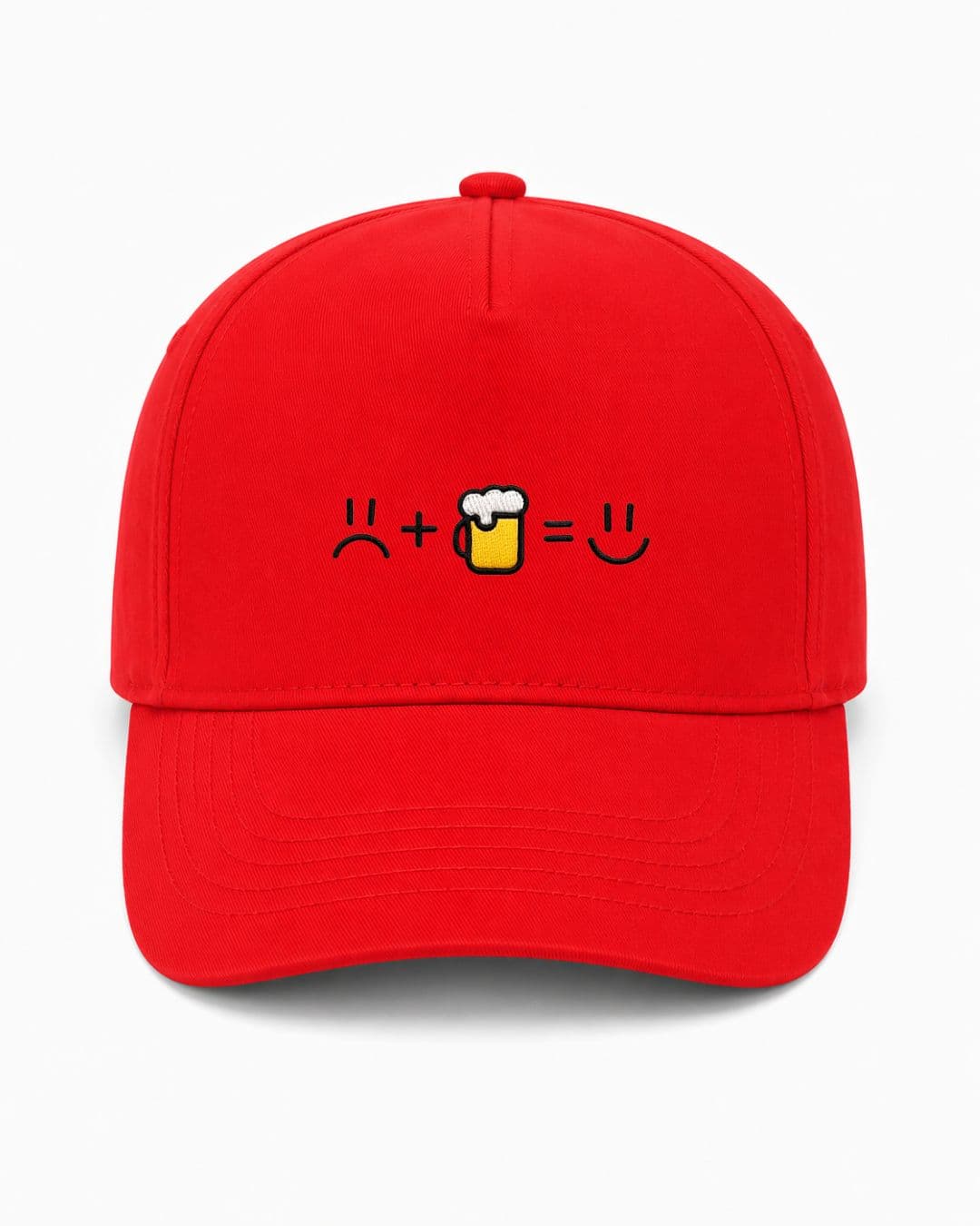 Ricamo Personalizzato - Cappellino Ricamato Unisex Da Baseball Regolabile – Design Faccia triste + Birra uguale faccia Felice-Biiply
