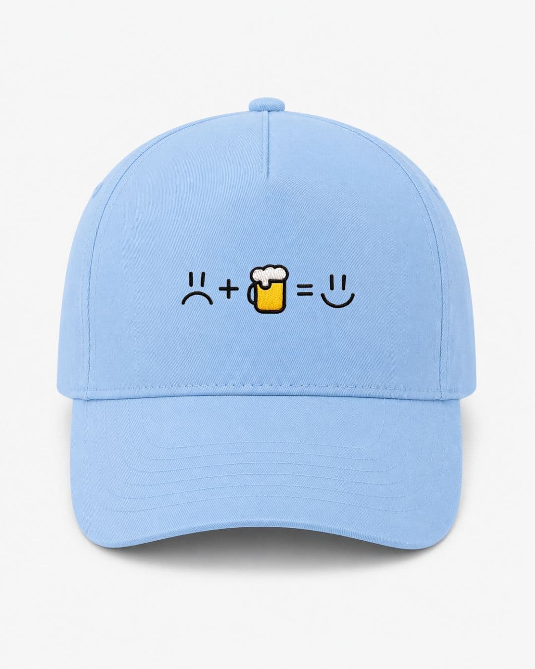 Ricamo Personalizzato - Cappellino Ricamato Unisex Da Baseball Regolabile – Design Faccia triste + Birra uguale faccia Felice-Biiply