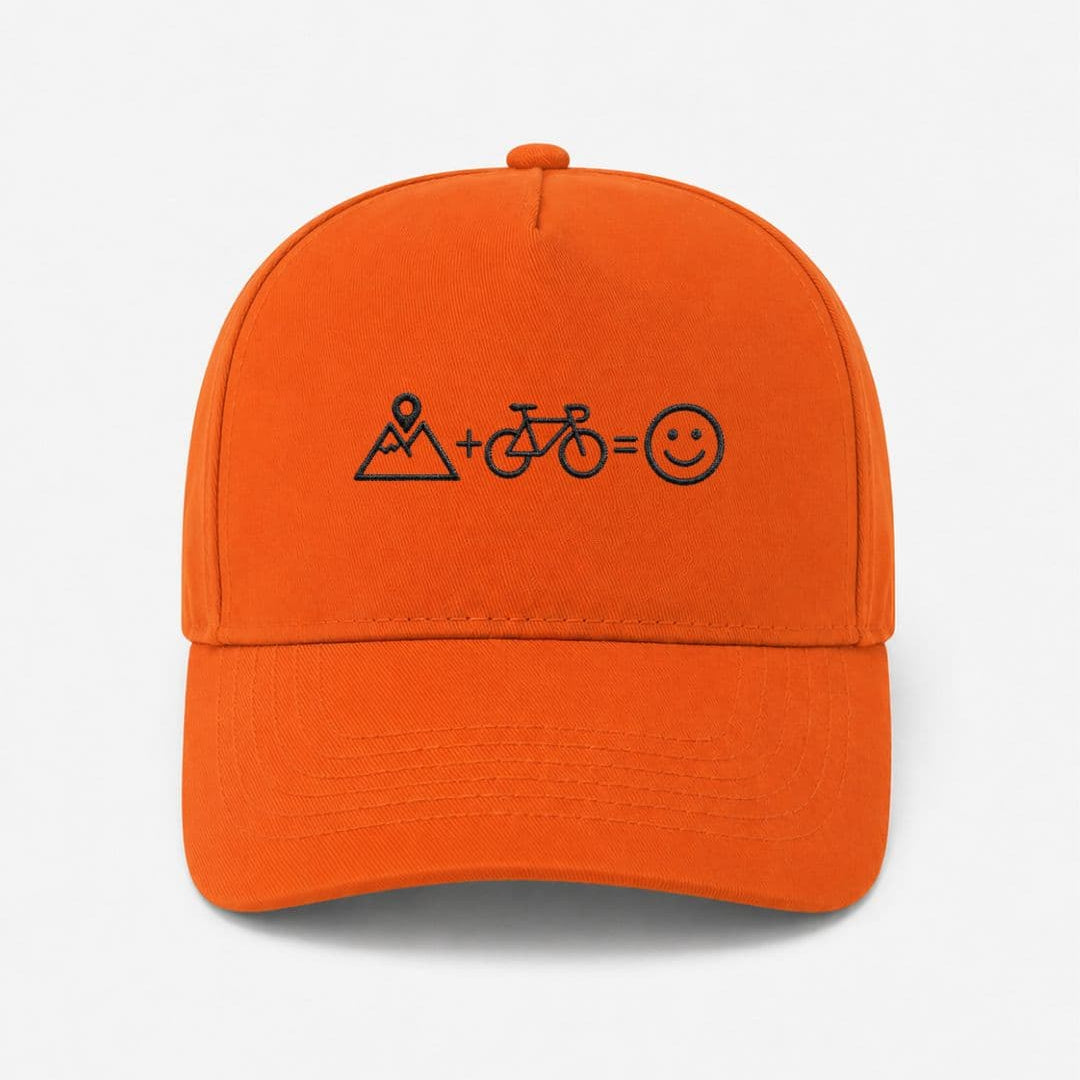 Ricamo Personalizzato - Cappellino Ricamato Unisex Da Baseball Regolabile – Design Montagna + Bici = Faccia Felice-Biiply