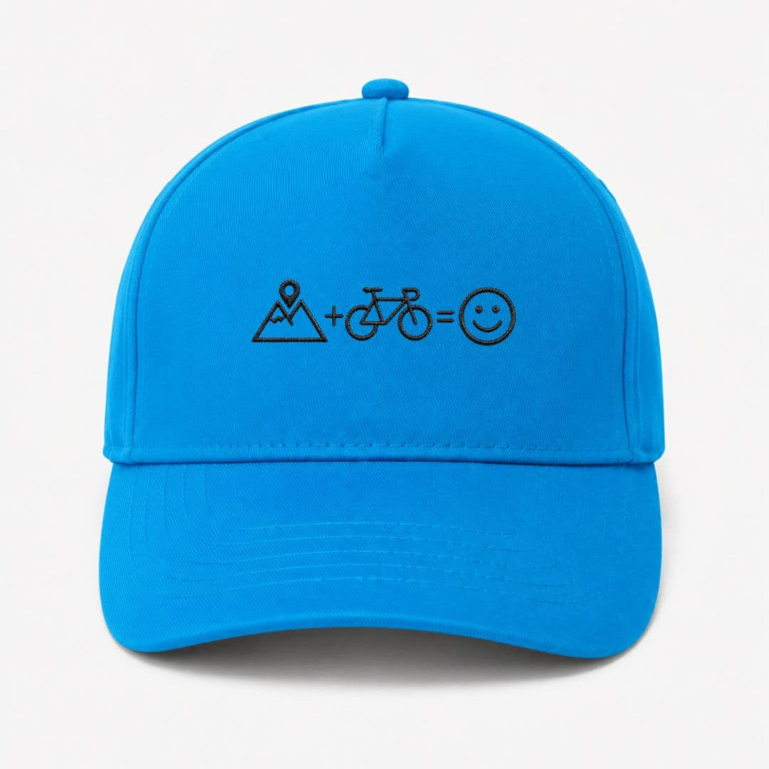 Ricamo Personalizzato - Cappellino Ricamato Unisex Da Baseball Regolabile – Design Montagna + Bici = Faccia Felice-Biiply