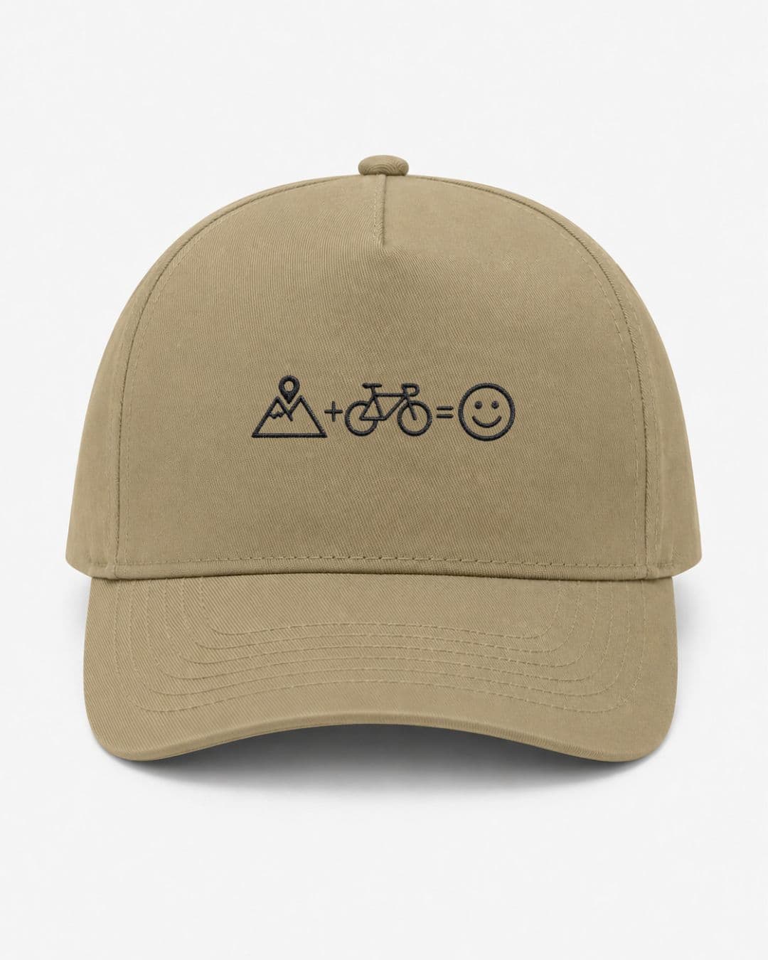 Ricamo Personalizzato - Cappellino Ricamato Unisex Da Baseball Regolabile – Design Montagna + Bici = Faccia Felice-Biiply