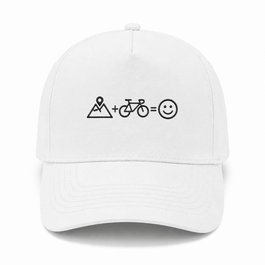Ricamo Personalizzato - Cappellino Ricamato Unisex Da Baseball Regolabile – Design Montagna + Bici = Faccia Felice-Biiply