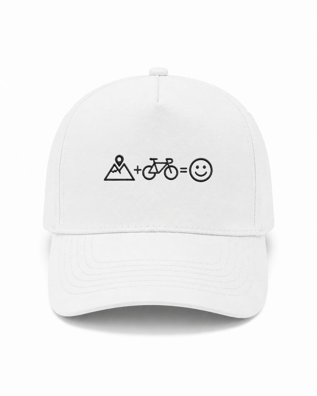Ricamo Personalizzato - Cappellino Ricamato Unisex Da Baseball Regolabile – Design Montagna + Bici = Faccia Felice-Biiply