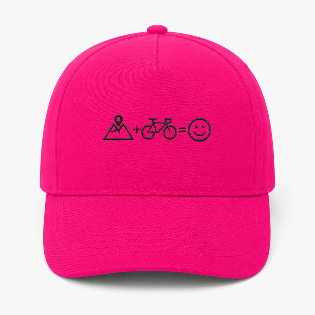 Ricamo Personalizzato - Cappellino Ricamato Unisex Da Baseball Regolabile – Design Montagna + Bici = Faccia Felice-Biiply