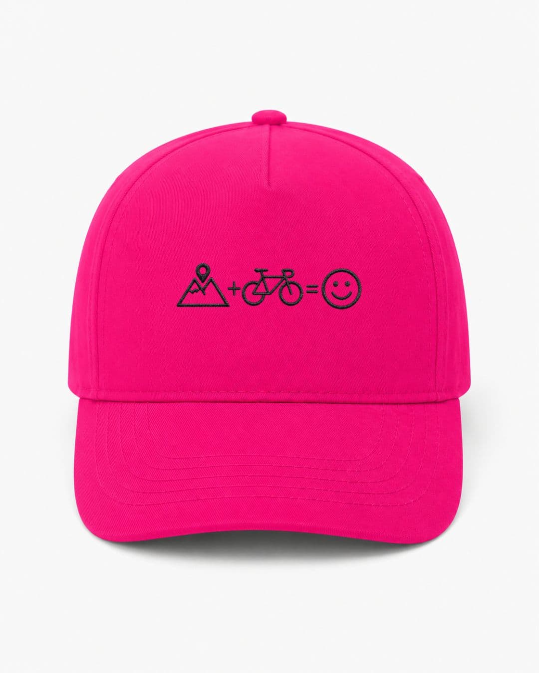 Ricamo Personalizzato - Cappellino Ricamato Unisex Da Baseball Regolabile – Design Montagna + Bici = Faccia Felice-Biiply
