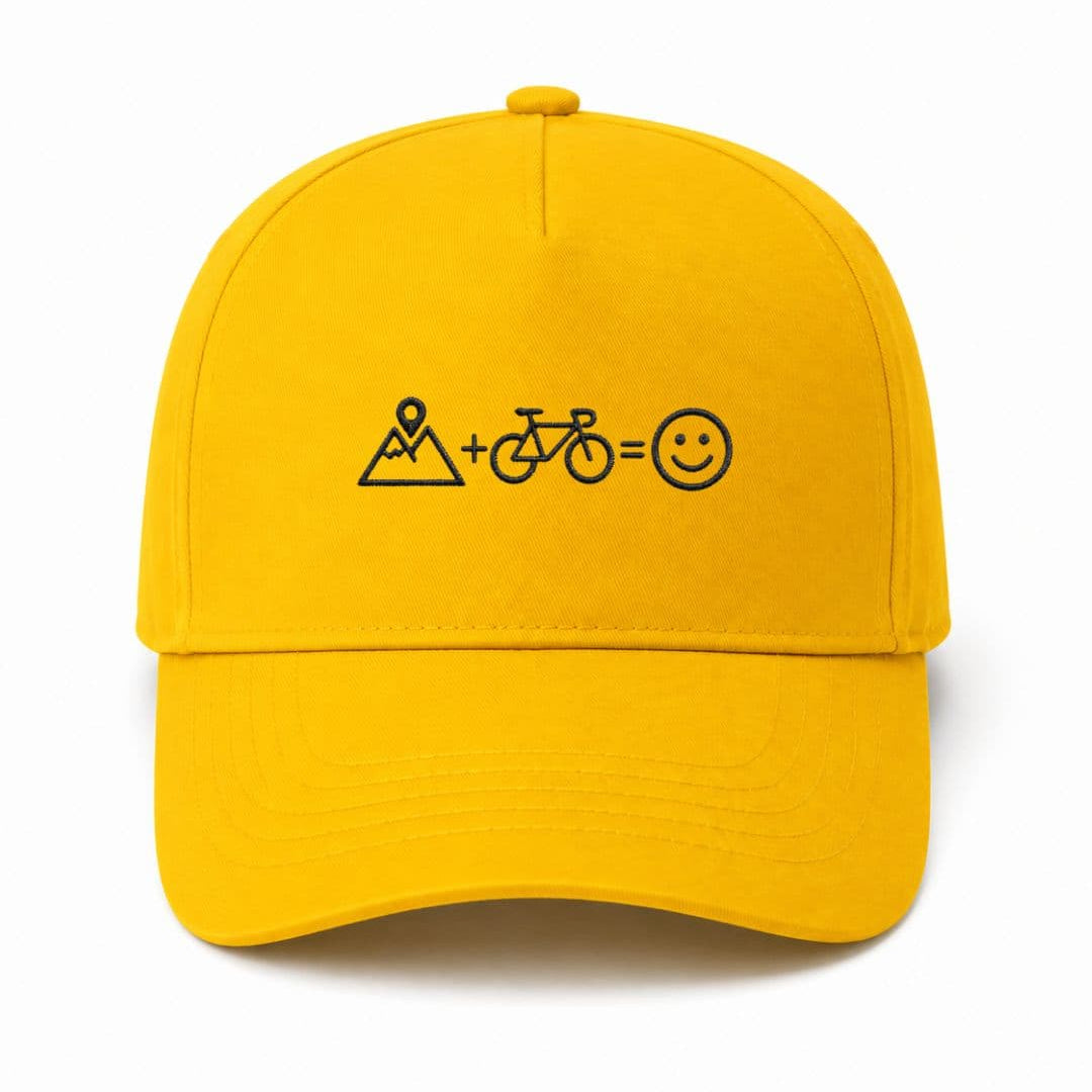 Ricamo Personalizzato - Cappellino Ricamato Unisex Da Baseball Regolabile – Design Montagna + Bici = Faccia Felice-Biiply