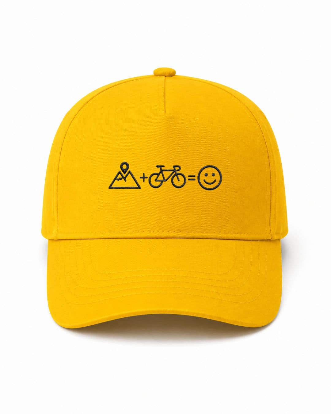 Ricamo Personalizzato - Cappellino Ricamato Unisex Da Baseball Regolabile – Design Montagna + Bici = Faccia Felice-Biiply