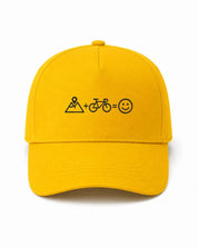 Ricamo Personalizzato - Cappellino Ricamato Unisex Da Baseball Regolabile – Design Montagna + Bici = Faccia Felice-Biiply