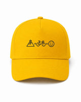 Cappellino Ricamato Unisex Da Baseball Regolabile – Design Montagna + Bici = Faccia Felice