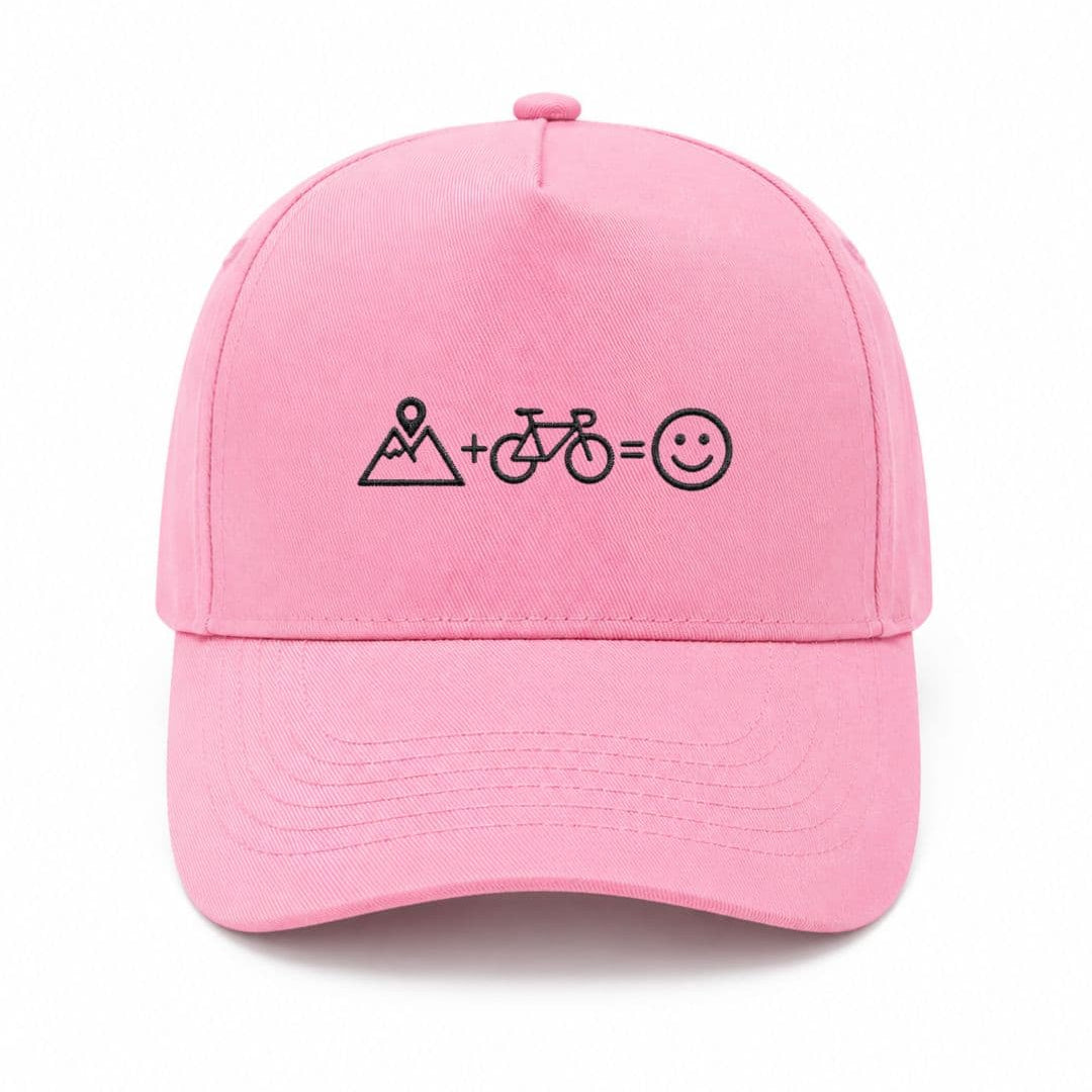 Ricamo Personalizzato - Cappellino Ricamato Unisex Da Baseball Regolabile – Design Montagna + Bici = Faccia Felice-Biiply