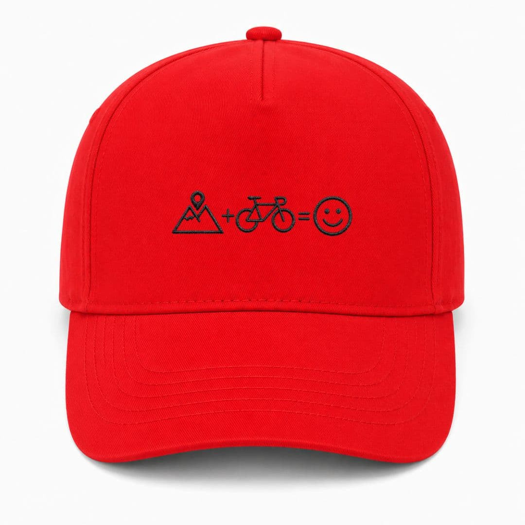 Ricamo Personalizzato - Cappellino Ricamato Unisex Da Baseball Regolabile – Design Montagna + Bici = Faccia Felice-Biiply