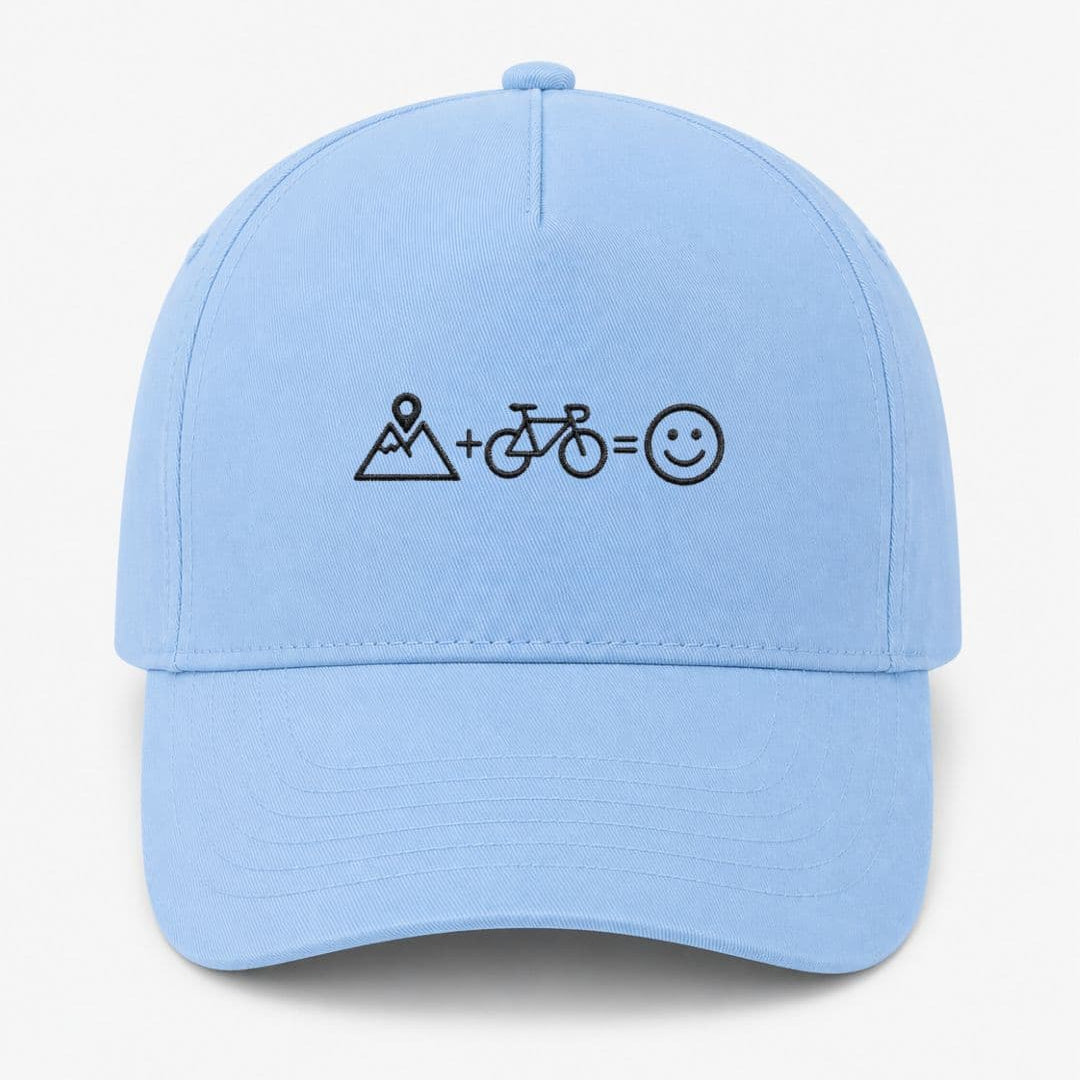 Ricamo Personalizzato - Cappellino Ricamato Unisex Da Baseball Regolabile – Design Montagna + Bici = Faccia Felice-Biiply