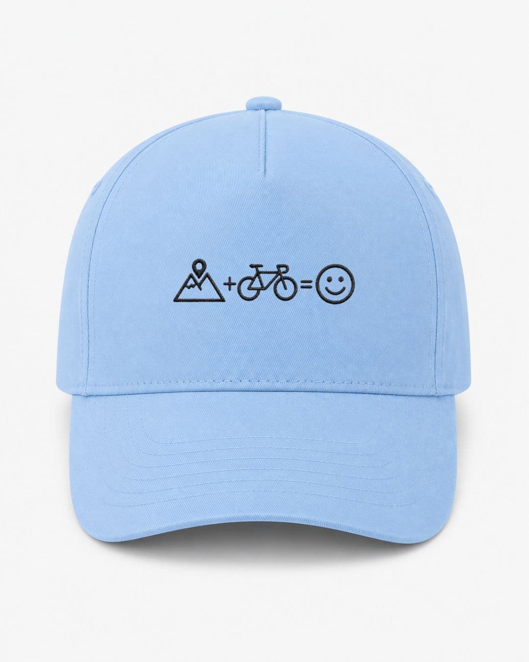 Ricamo Personalizzato - Cappellino Ricamato Unisex Da Baseball Regolabile – Design Montagna + Bici = Faccia Felice-Biiply