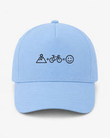 Cappellino Ricamato Unisex Da Baseball Regolabile – Design Montagna + Bici = Faccia Felice