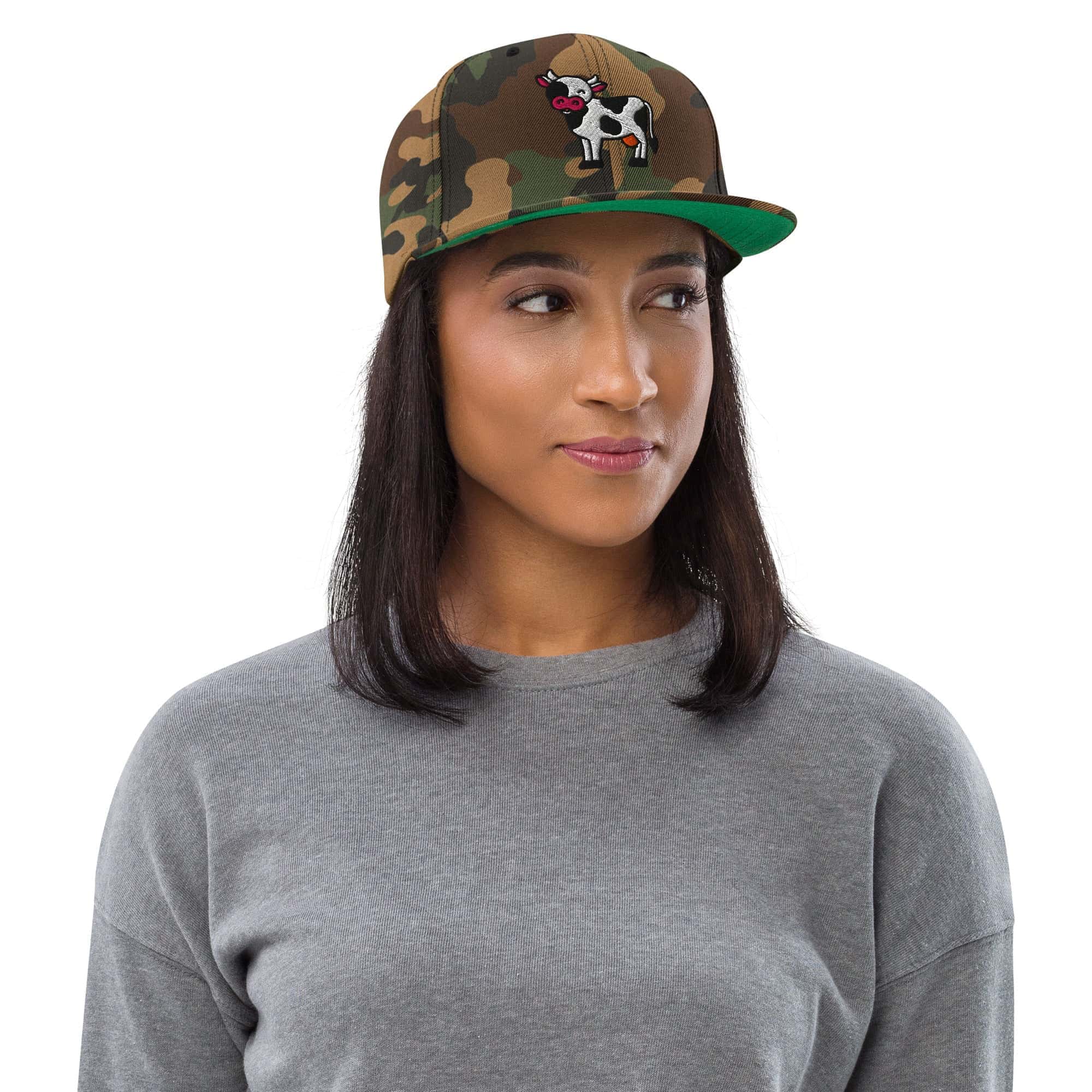 Ricamo Personalizzato - Cappellino Ricamato Unisex Snapback Regolabile – Design Mucca-Biiply